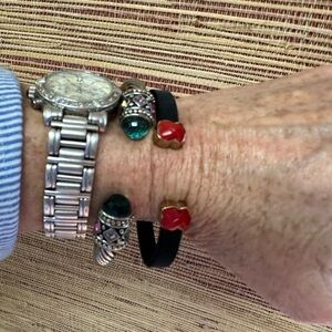 Elegant Black Bracelet with teddy bears on end. Bracelet only.